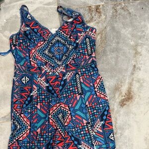 Fashion to Figure Blue and Red Floral Jumpsuit